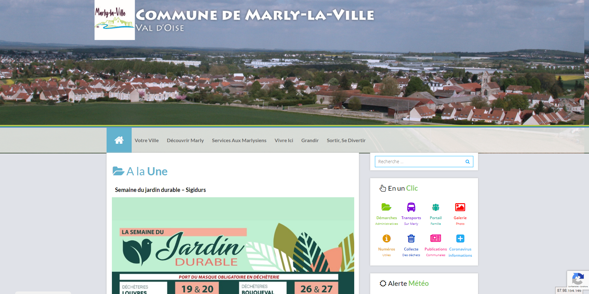 conception du site de Marly-la-ville par l'union des maires du Val-d'Oise